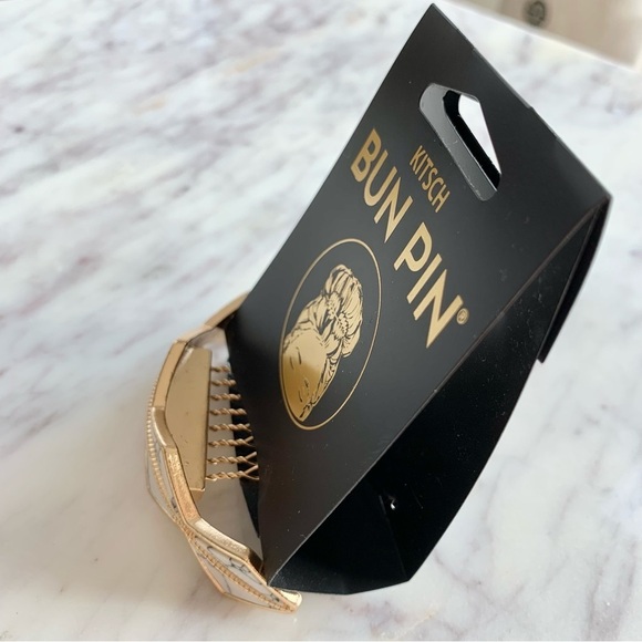 ? Kitsch Marble Stone Gold Diamond Shape Bun Pin Hair Comb main image 4